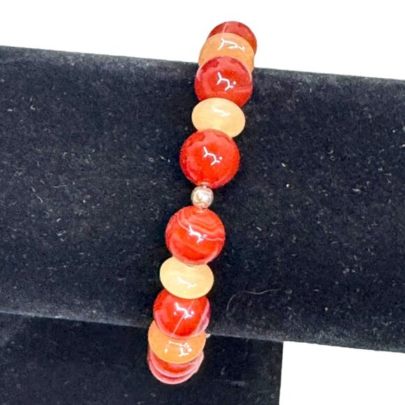 Carolyn Pollack Red Coral Gemstone Sterling Silver Bracelet 8" Southwest Style - Picture 3 of 7